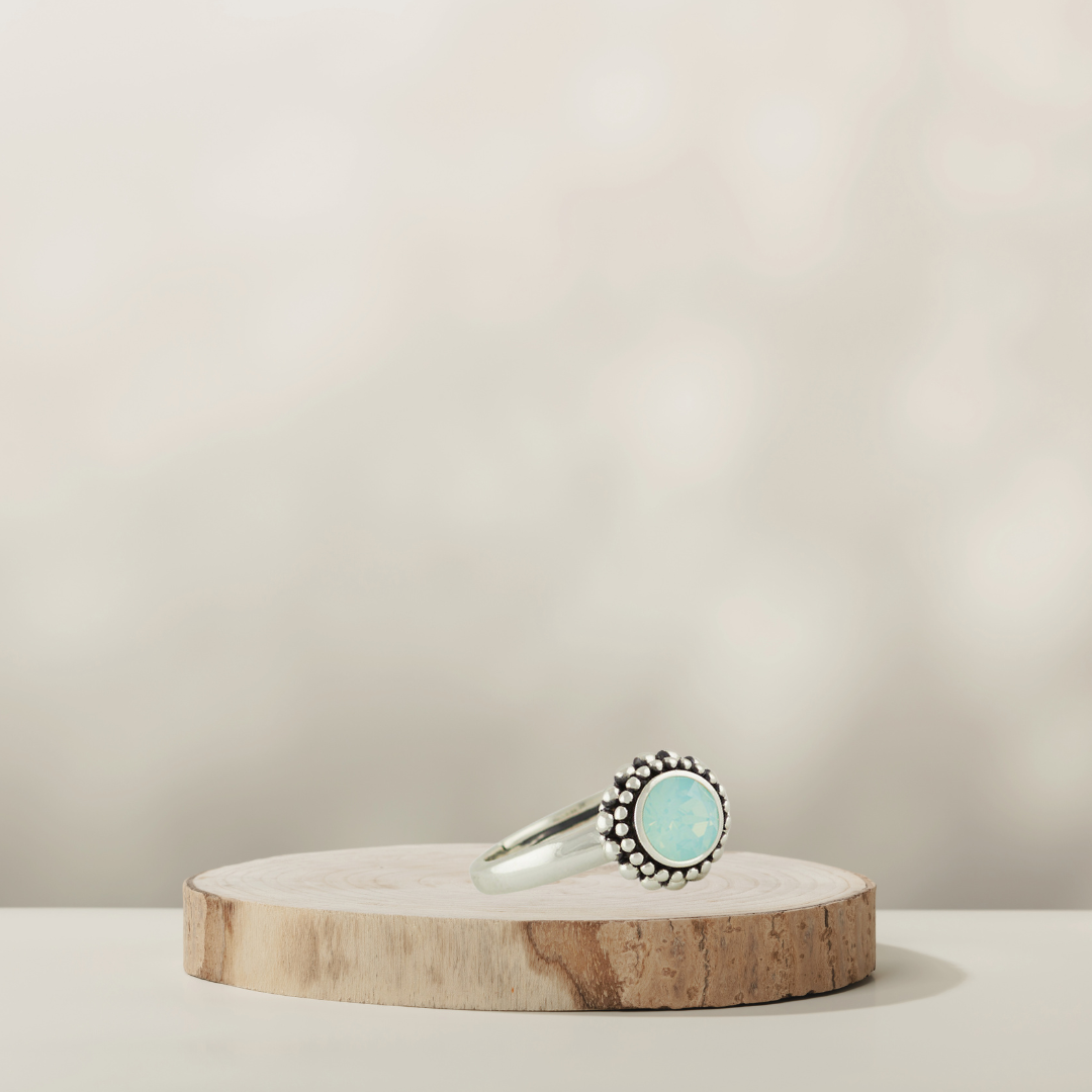 Flower Ring Silber mit Swarovski Pacific Opal – COUNTRY HIGH