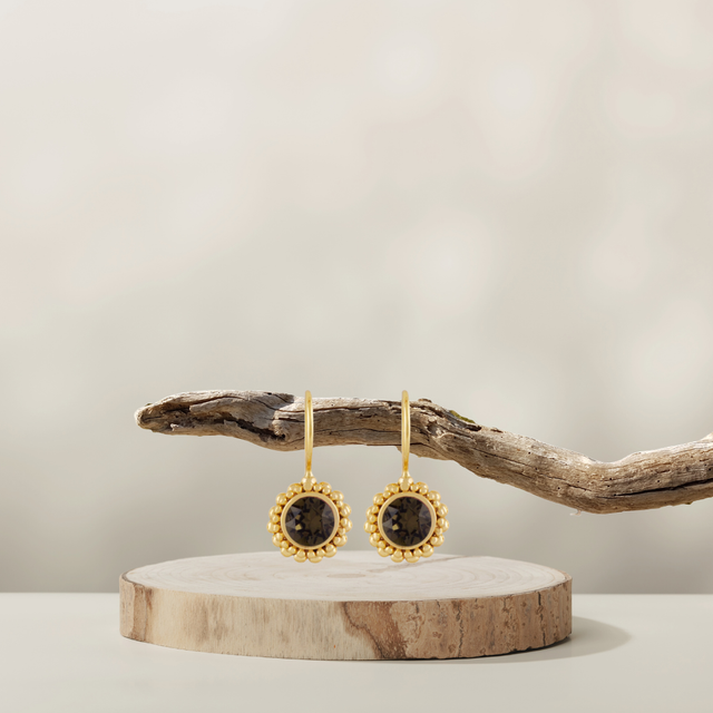 Flower Ohrringe Gold mit Swarovski Brown – COUNTRY HIGH
