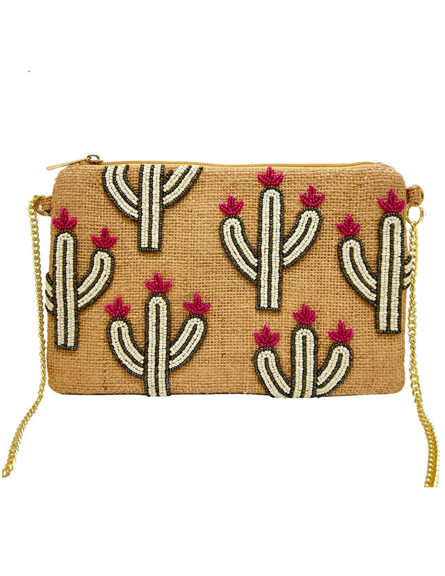 Jute-Kaktus mit rosa Perlenbeutel – COUNTRY HIGH Deko
