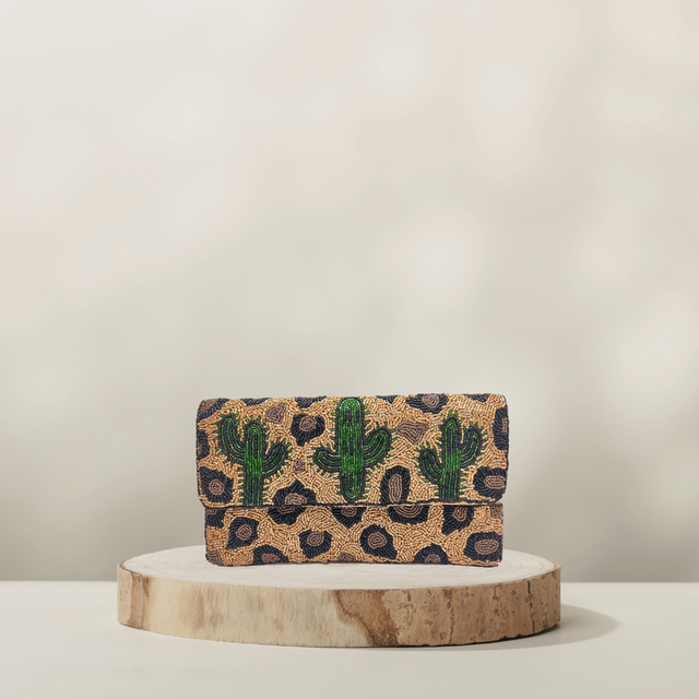 Perlen Clutch Cactus Wild mit Kaktus-Stickerei – COUNTRY HIGH