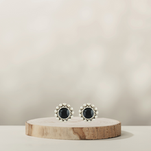  Flower Ohrstecker | Silber | Swarovski Jet Black