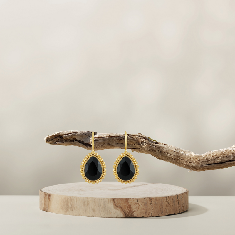 Amber Ohrringe | Gold | Swarovski Jet Black