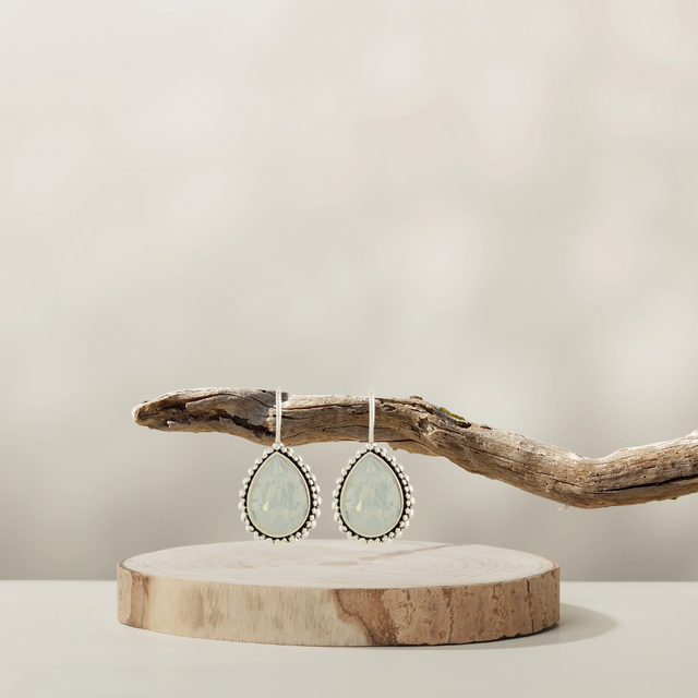 Amber Ohrringe Silber mit Swarovski White Opal – COUNTRY HIGH