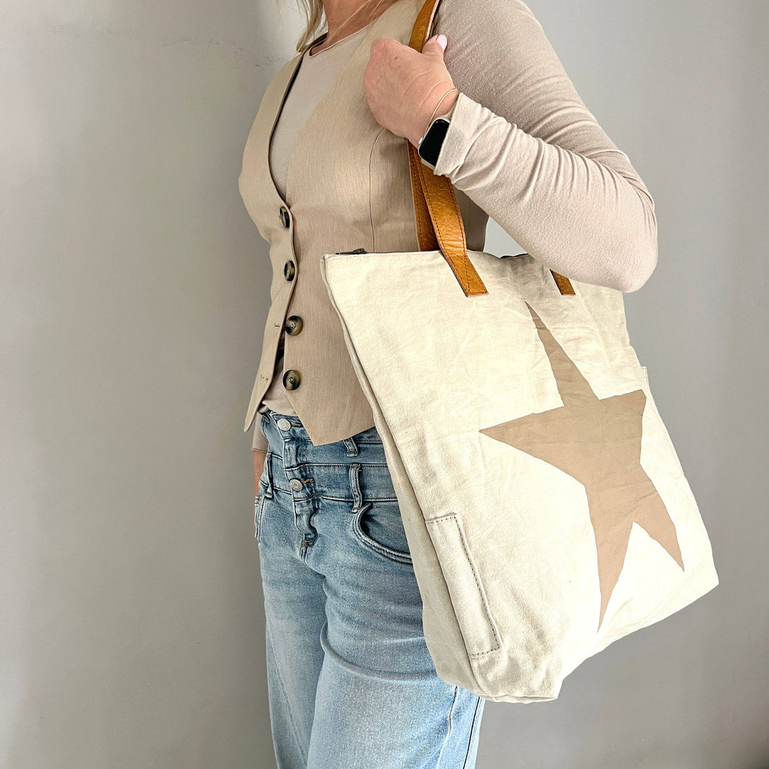 Shopper mit Stern aus Vintage-Canvas – COUNTRY HIGH