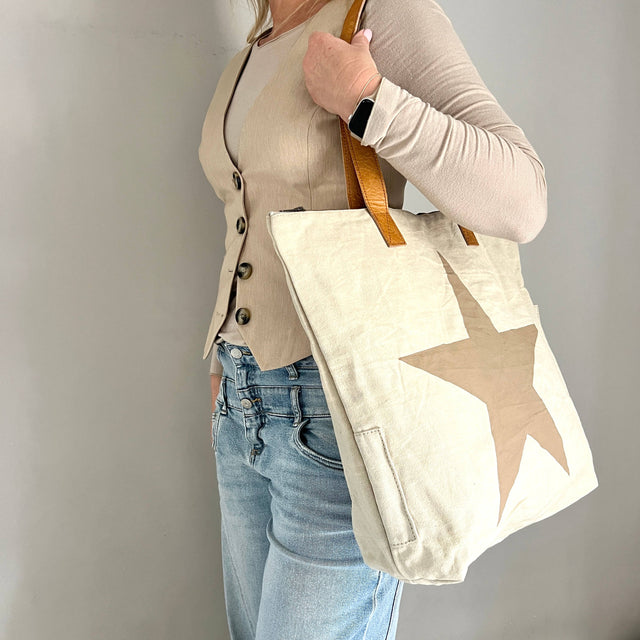 Shopper mit Stern aus Vintage-Canvas – COUNTRY HIGH