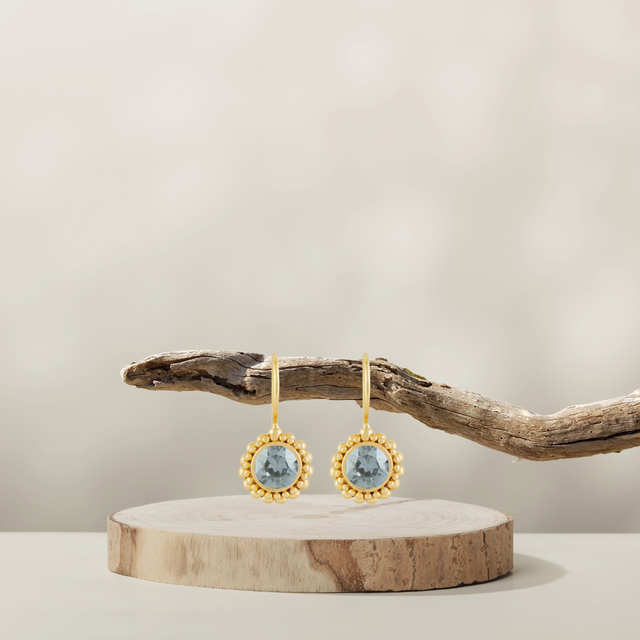 Flower Ohrringe Gold mit Swarovski Grey Blue – COUNTRY HIGH