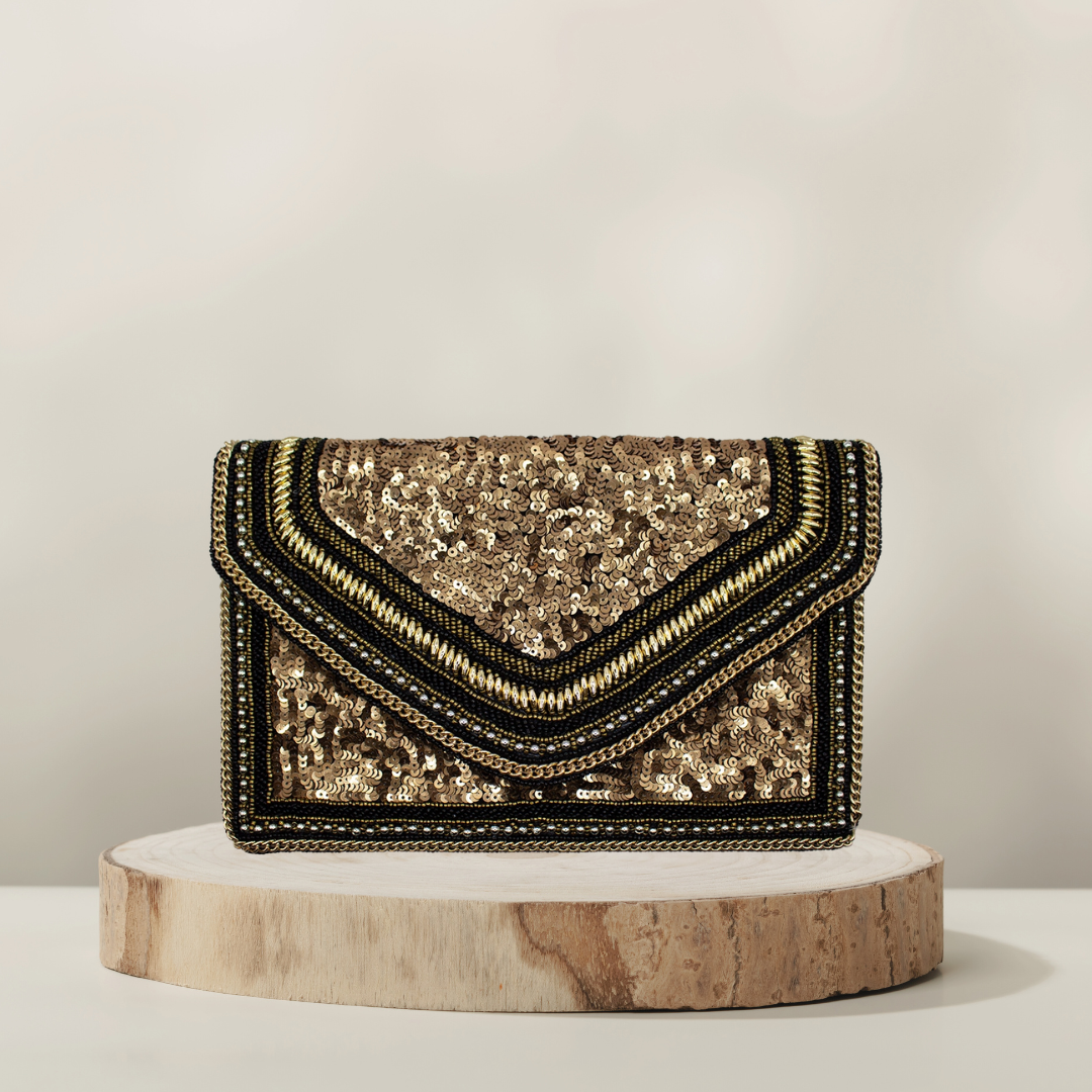 Clutch Brown Glam mit Pailletten – COUNTRY HIGH