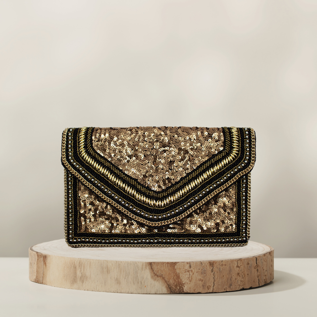 Clutch Brown Glam mit Pailletten – COUNTRY HIGH