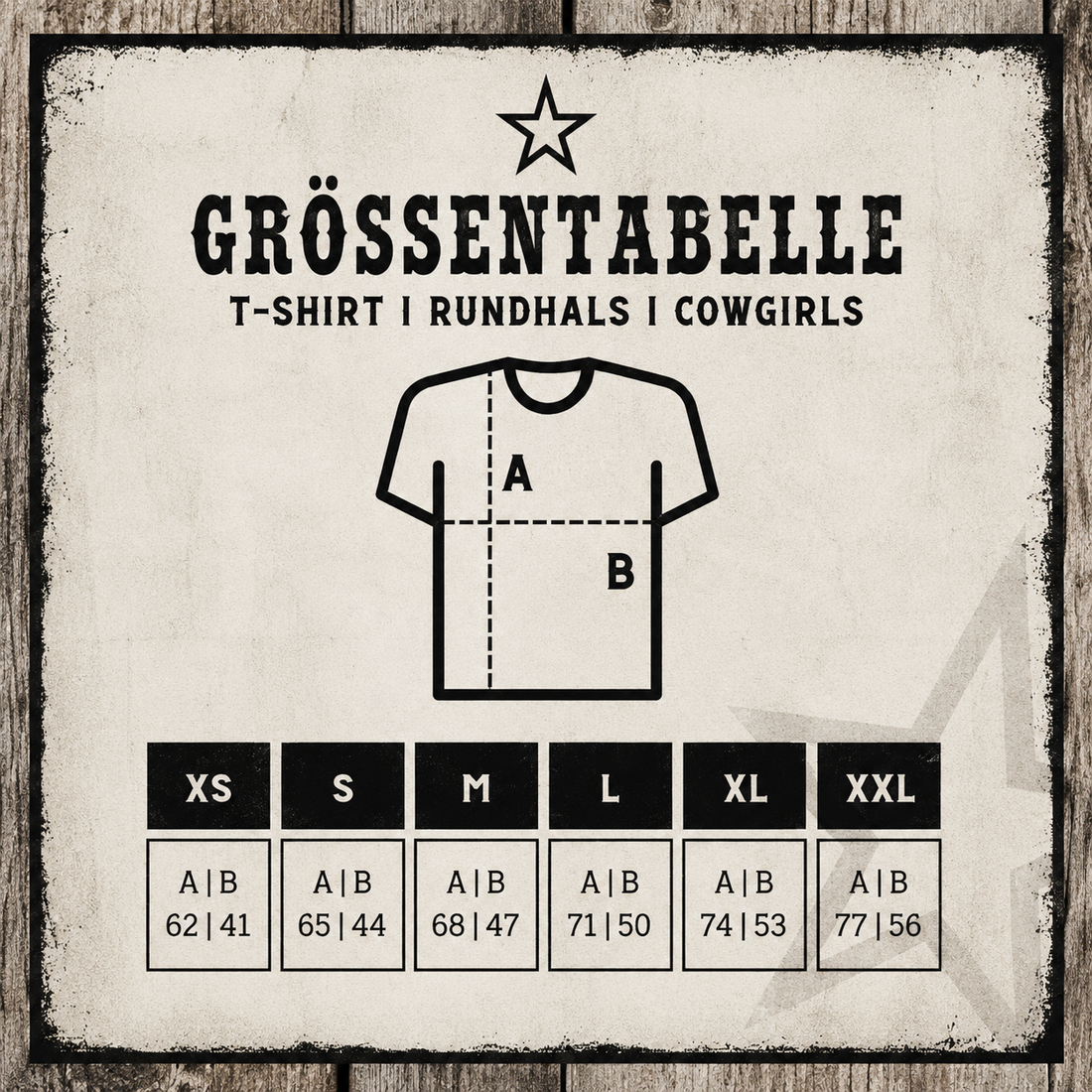 Size chart T-Shirt Girls | Crew Neck