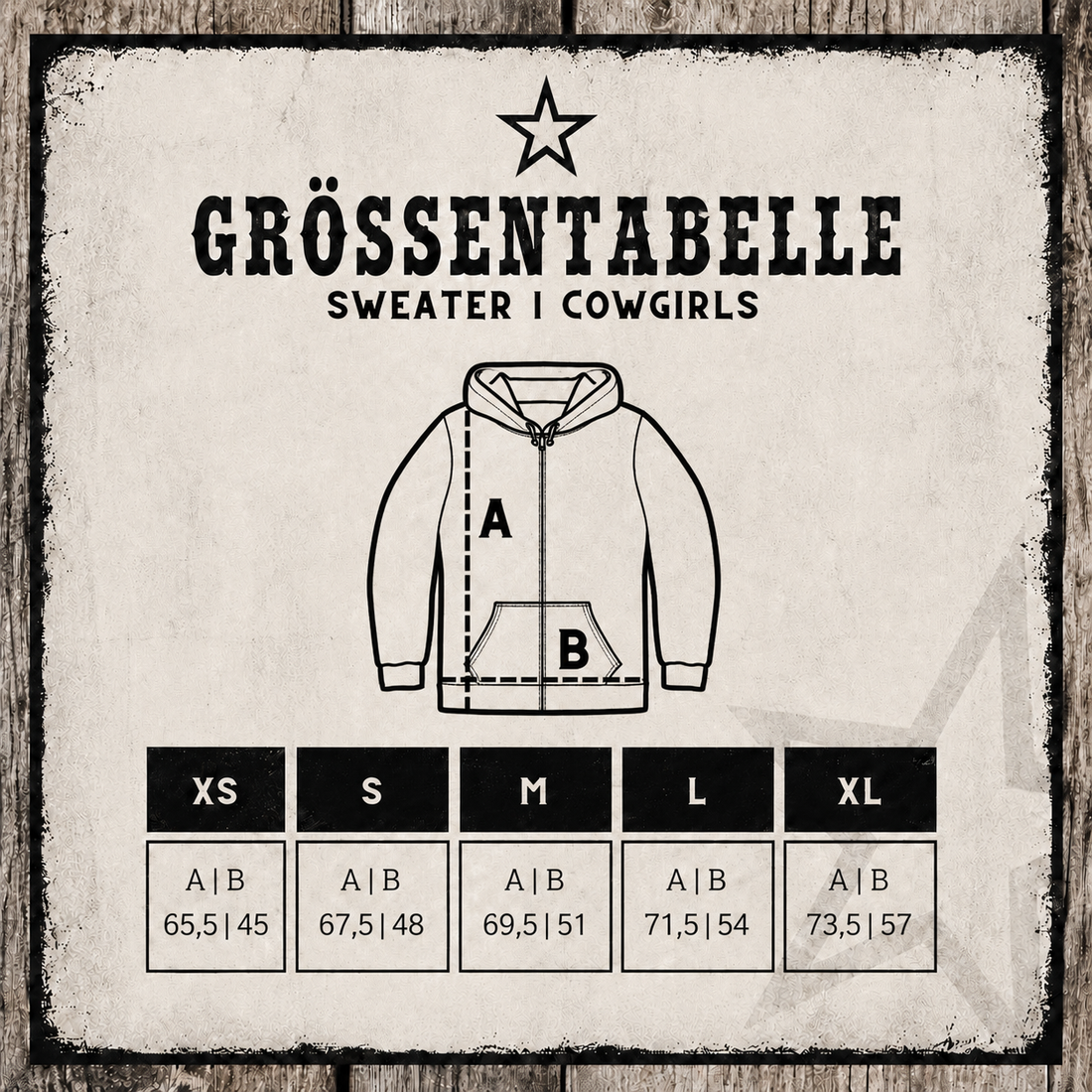 Size chart Zip Sweater | Girls