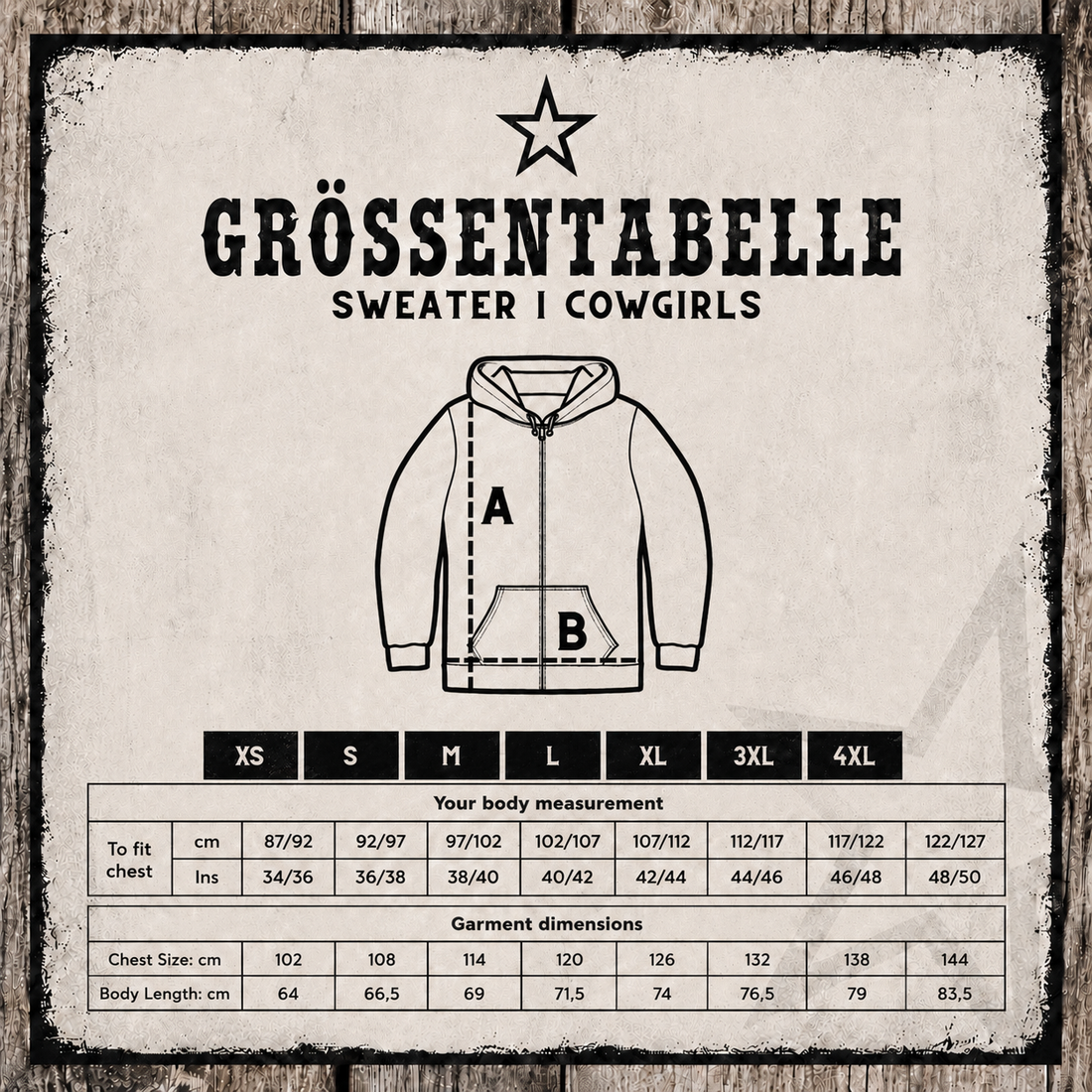 Guide des tailles Sweat zippé Boys
