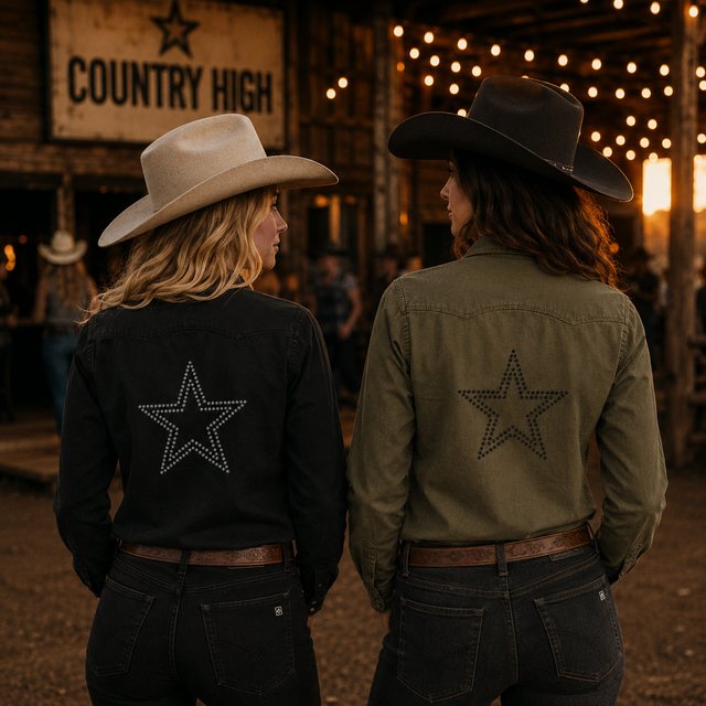 COUNTRY HIGH Glitzer Star Jacket mit Stern auf dem Rücken