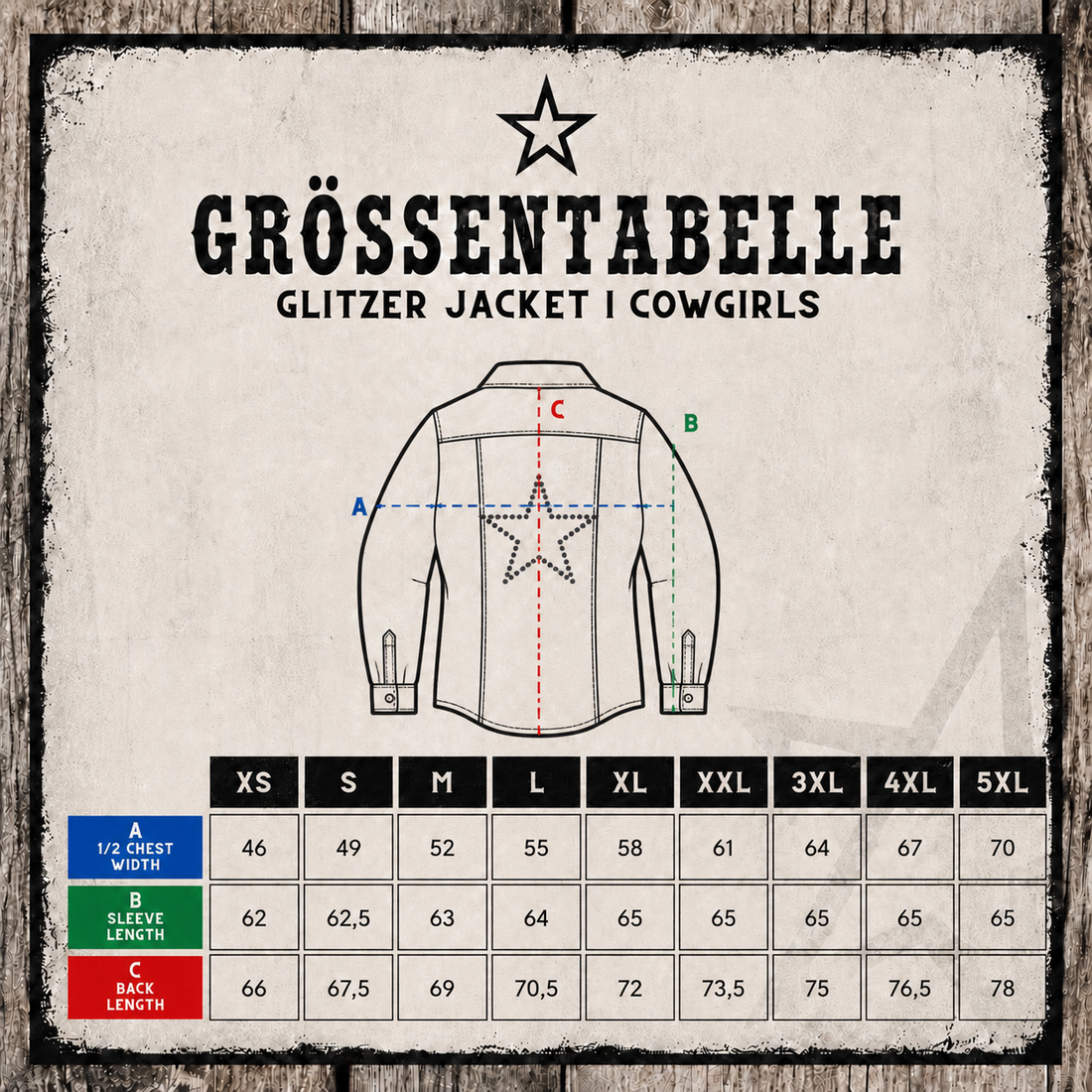 Grössentabelle Glitzer Star Jacket | Girls