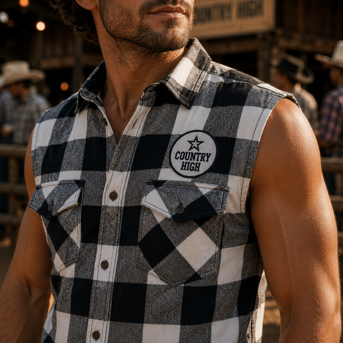 Sleeveless Checkered Shirt for Boys