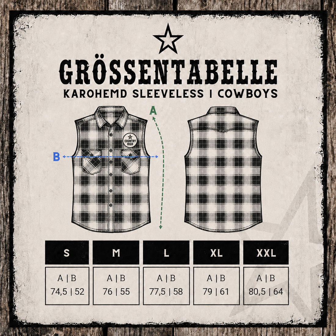 Grössentabelle Karohemd Sleeveless Boys