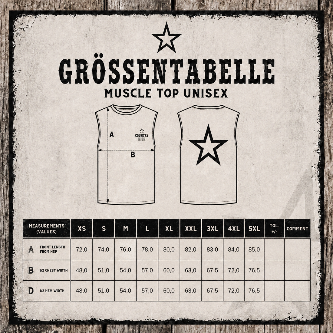 Guide des tailles Débardeur Muscle Loose | Unisex